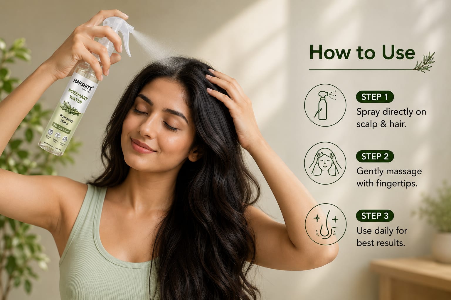 Rosemary Water for Hair Growth & Scalp Care | Natural Rosemary Hair Spray for Stronger, Thicker & Healthier Looking Hair | Daily Leave-In Hair Mist